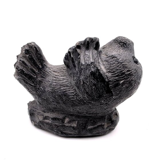 Wolf Original Young Seal Handcrafted Sculpture Figure Canada Signed Stone/Resin - Picture 3 of 10